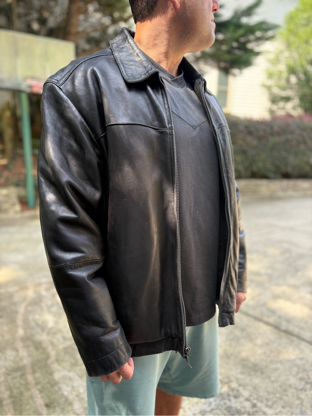 Vintage men’s leather jacket 90s JFK JR vibe